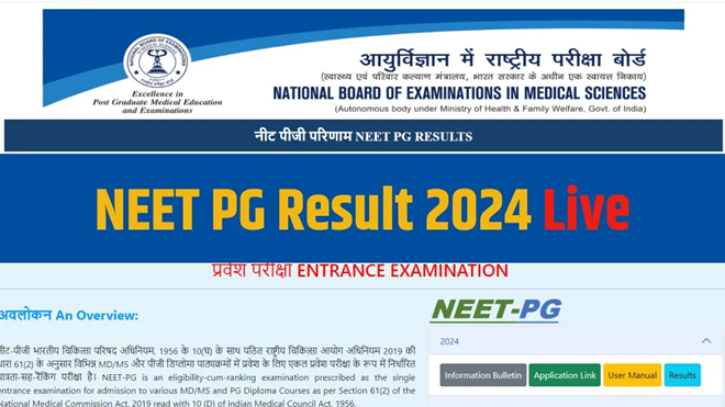 NEET PG Result 2024 / NEET PG 2024નું રિઝલ્ટ જાહેર ,