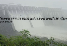 સિઝનમાં પ્રથમવાર સરદાર સરોવર ડેમની સપાટી 136 મીટરને પાર થઈ છે. ઉપરવાસમાં વરસાદ ચાલુ રહેતા પાણીની આવક વધતા સરદાર સરોવર નર્મદા ડેમની સપાટીમાં વધારો થઈ રહ્યો છે