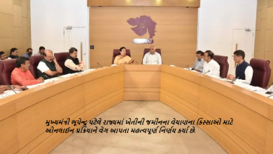 મુખ્યમંત્રી ભૂપેન્દ્ર પટેલે રાજ્યમાં ખેતીની જમીનના વેચાણના કિસ્સાઓ માટે ઓનલાઈન પ્રક્રિયાને વેગ આપતા મહત્વપૂર્ણ નિર્ણય કર્યા છે.