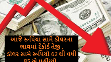 કરન્સી બજારમાં આજે રૂપિયા સામે ડોલરના ભાવમાં રેકોર્ડ તેજી ઝડપથી આગળ વધતાં ડોલરના ભાવ ઉછળી રૂ.85ની સપાટી એ પહોંચ્યો ,