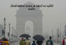 દિલ્હી સહિત સમગ્ર NCRમાં શનિવાર સવારથી હવામાનનો મિજાજ બદલાયો ; સવારથી જ ઘણા વિસ્તારોમાં વરસાદ પડી રહ્યો છે. આકાશ વાદળછાયું છે ,