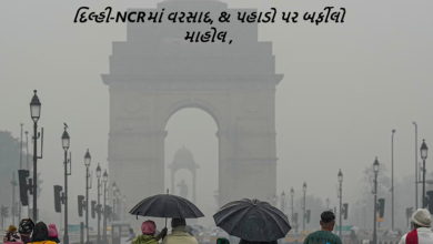 દિલ્હી સહિત સમગ્ર NCRમાં શનિવાર સવારથી હવામાનનો મિજાજ બદલાયો ; સવારથી જ ઘણા વિસ્તારોમાં વરસાદ પડી રહ્યો છે. આકાશ વાદળછાયું છે ,