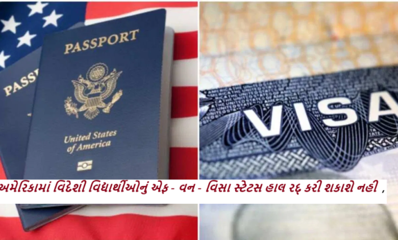અમેરિકામાં વિદેશી વિદ્યાર્થીઓનું એફ - વન - વિસા સ્ટેટસ હાલ રદ્ કરી શકાશે નહી : કોર્ટનો આદેશ