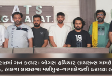 ગુજરાતમાં અન્ય રાજ્યોના બોગસ હથિયાર લાયસન્સ મેળવી હથિયાર ખરીદી કરવાનું કૌભાંડ સામે આવ્યું છે. જેમાં એટીએસ દ્વારા ગુજરાતના સાત જેટલા મુખ્ય આરોપી અને એજન્ટની ધરપકડ કરવામાં આવી છે.