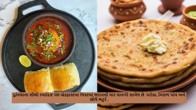 દુનિયાના સૌથી સ્વાદિષ્ટ 100 બ્રેકફાસ્ટના લિસ્ટમાં ભારતની ચાર વાનગી સામેલ છે. પરોઠા, મિસળ પાંવ અને છોલે ભટુરે ,