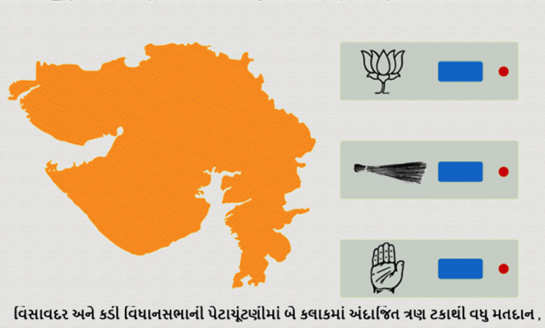 વિસાવદર અને કડી વિધાનસભાની પેટાચૂંટણીમાં બે કલાકમાં અંદાજિત ત્રણ ટકાથી વધુ મતદાન ,