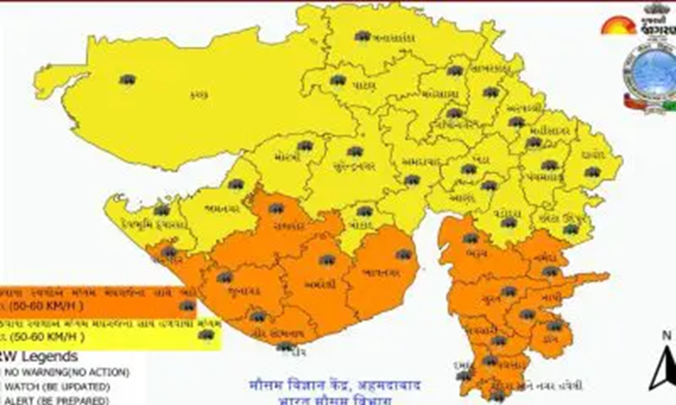 હવામાન વિભાગની આગાહી પ્રમાણે રાજ્યમાં આગામી ત્રણ કલાકમાં 41થી 61 કિલો મીટરની ઝડપે પવન ફૂંકાશે. સૌરાષ્ટ્રમાં ભારેથી અતિભારે વરસાદની આગાહી કરાઈ છે ,