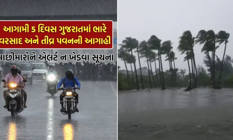 રાજ્ચમા વરસાદને લઈ હવામાન વિભાગે ફરી એકવાર આગાહી ; આગામી 5 દિવસ ગુજરાતમાં સાર્વત્રિક વરસાદની શક્યતાઓ વ્યક્ત કરવામાં આવી ,