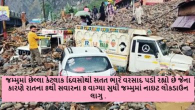 કમિશ્નરનો આદેશ ; જમ્મુમાં છેલ્લા કેટલાક દિવસોથી સતત ભારે વરસાદ પડી રહ્યો છે જેના કારણે રાતના 8થી સવારના 8 વાગ્યા સુધી જમ્મુમાં નાઇટ લોકડાઉન લાગુ કરવાની જાહેરાત કરવાનો આદેશ