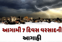 રાજ્યમાં આગામી 7 દિવસ હળવાથી મધ્યમ વરસાદની આગાહી હવામાન વિભાગ દ્વારા કરવામાં આવી છે.