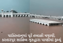 રાવી નદીમાં વધુ પડતું પાણી છોડવાને કારણે પાકિસ્તાનમાં પૂરે તબાહી મચાવી ; કરતારપુર સાહિબ ગુરુદ્વારા પાણીમાં ડૂબ્યું ,