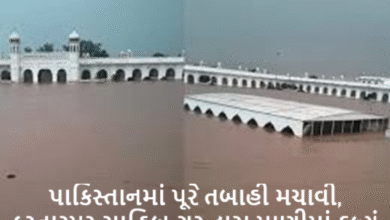 રાવી નદીમાં વધુ પડતું પાણી છોડવાને કારણે પાકિસ્તાનમાં પૂરે તબાહી મચાવી ; કરતારપુર સાહિબ ગુરુદ્વારા પાણીમાં ડૂબ્યું ,