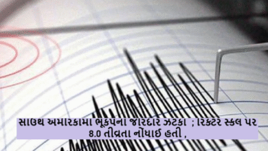 સાઉથ અમેરિકામાં ભૂકંપના જોરદાર ઝટકા ; રિક્ટર સ્કેલ પર 8.0 તીવ્રતા નોંધાઈ હતી ,